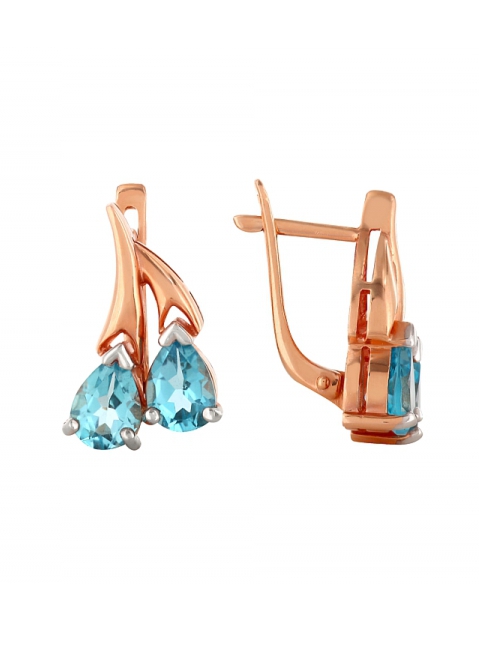 Золотые серьги с топазом № 41573