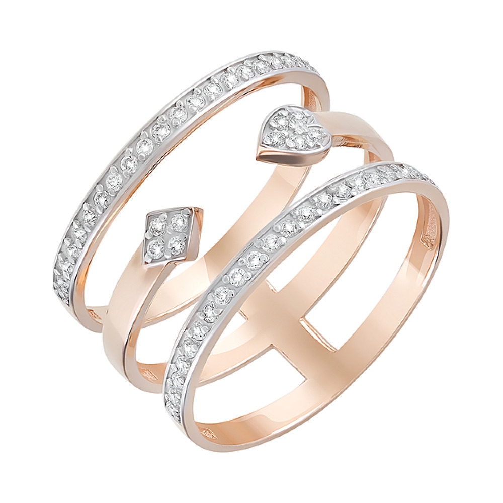 Золотое кольцо с фианитами № 128442