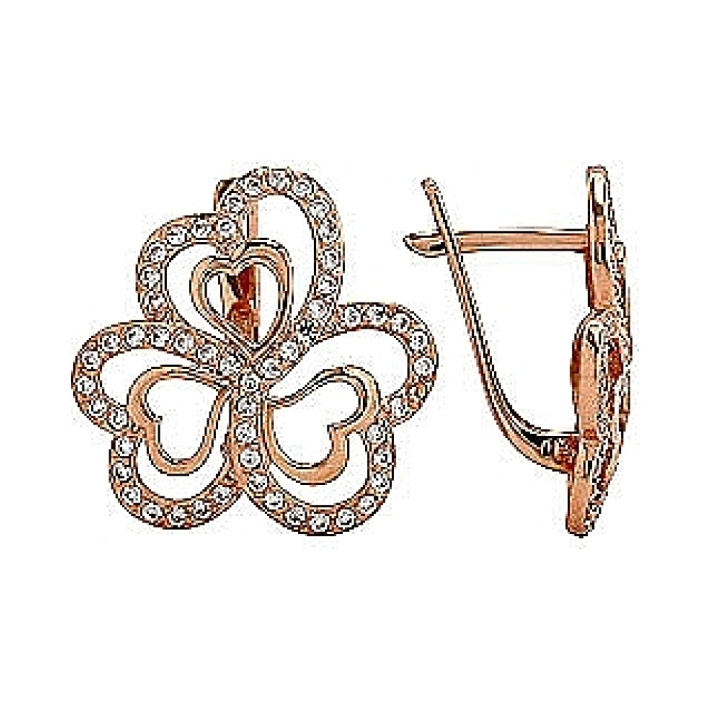 Золотые серьги с фианитом № 74342