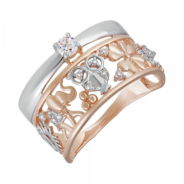 Золотое кольцо с фианитом № 138041