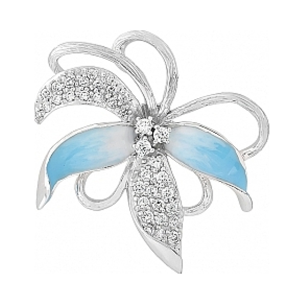 Серебряная подвеска с фианитом и эмалью № 114979