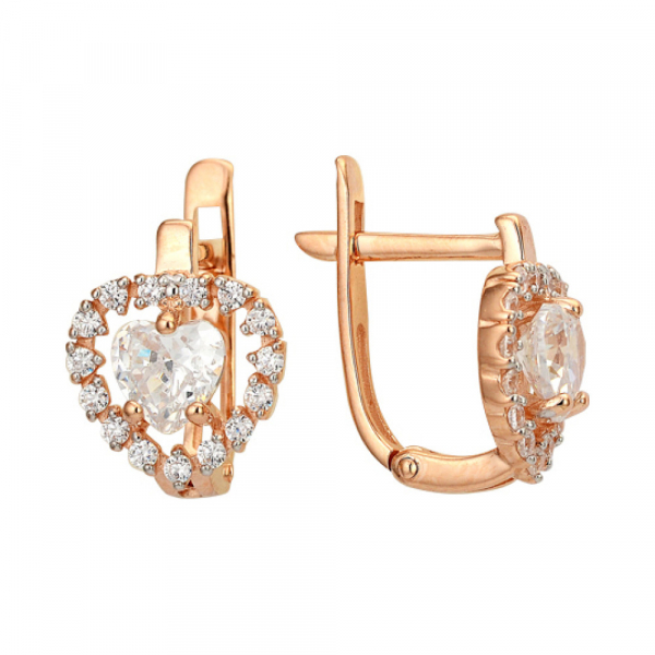 Золотые серьги с фианитом № 139394