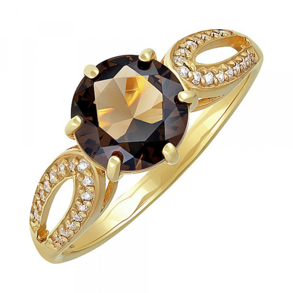 Серебряное кольцо с алпанитом , фианитом и золотым покрытием № 134054