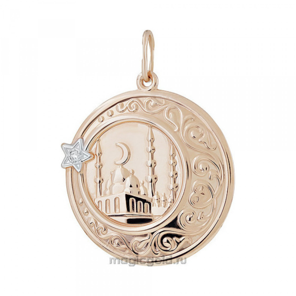 Золотая подвеска с фианитом № 140434