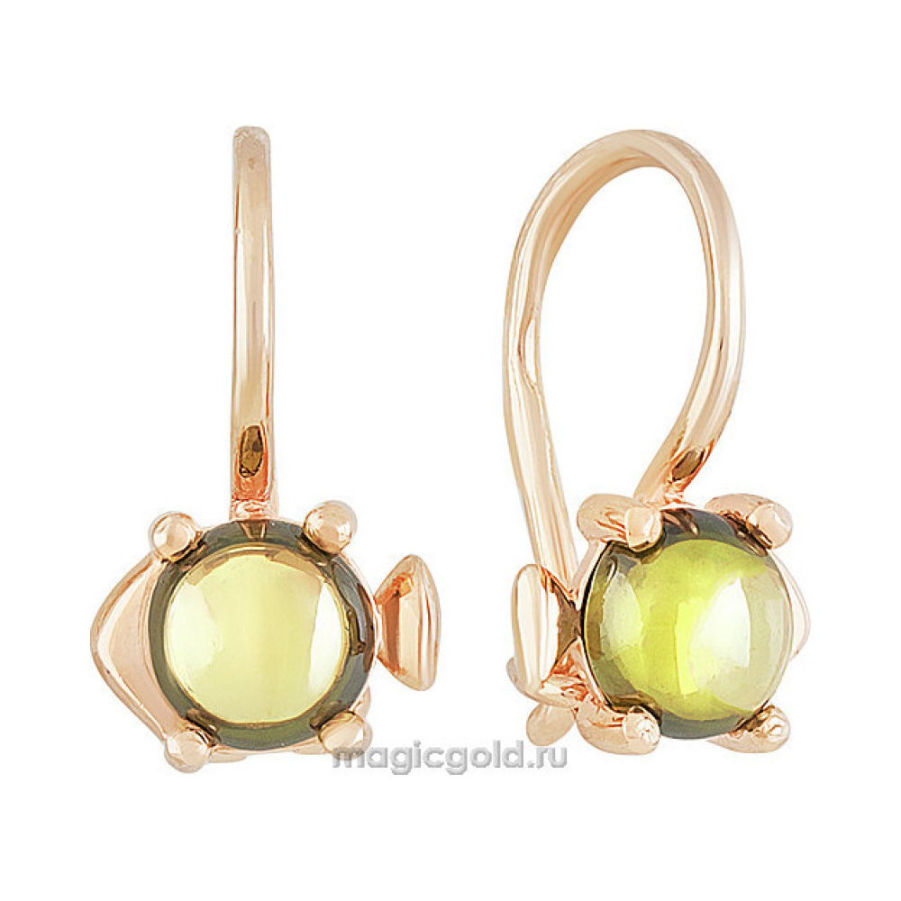 Золотые серьги с фианитом № 156412