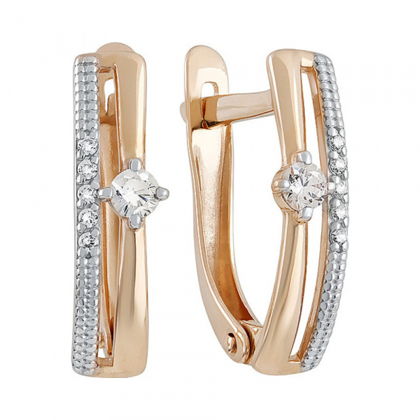 Золотые серьги с фианитом № 135165