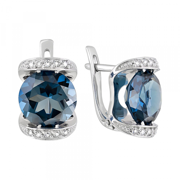 Золотые серьги с топазом и фианитом № 122837