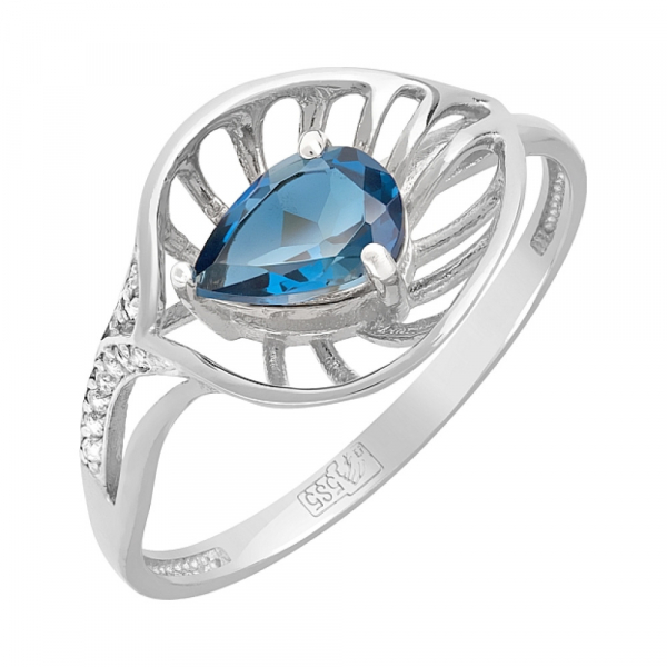 Золотое кольцо с топазом и фианитом № 119960