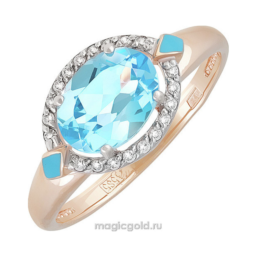 Золотое кольцо с топазом и фианитом № 139434