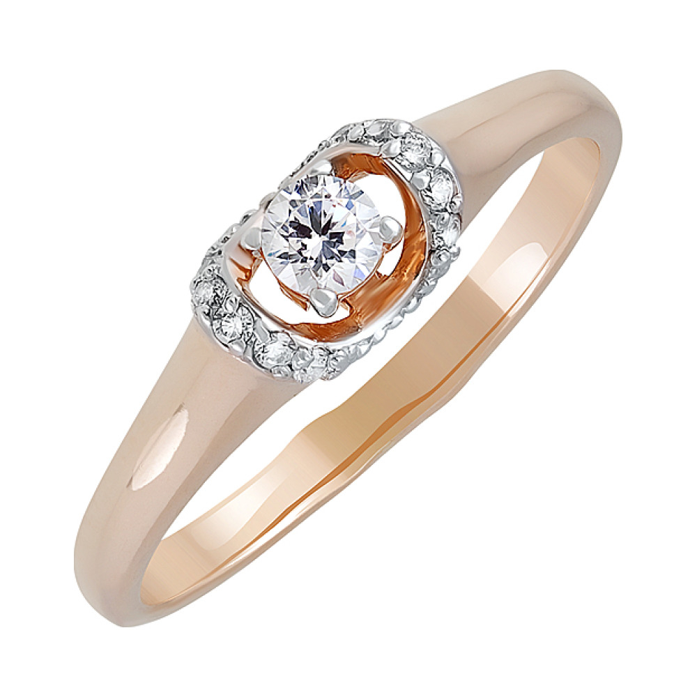 Золотое кольцо с фианитом № 132139