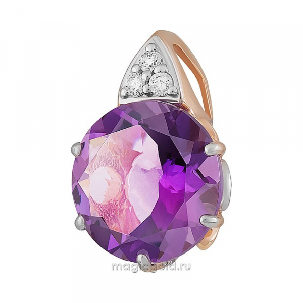 Золотая подвеска с аметистом и фианитом № 164488