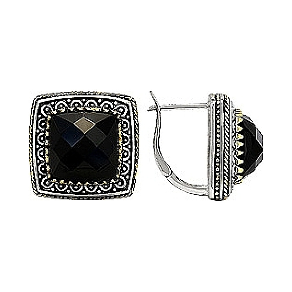 Серебряные серьги с ониксом № 80914