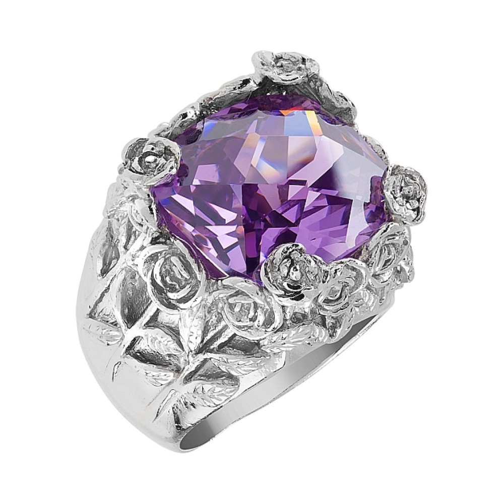 Серебряное кольцо с фианитом № 82972