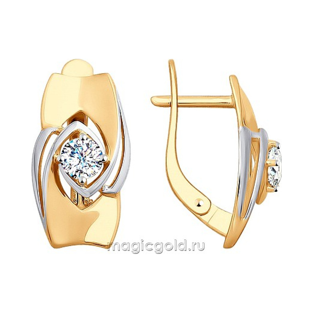 Золотые серьги с фианитом № 163149