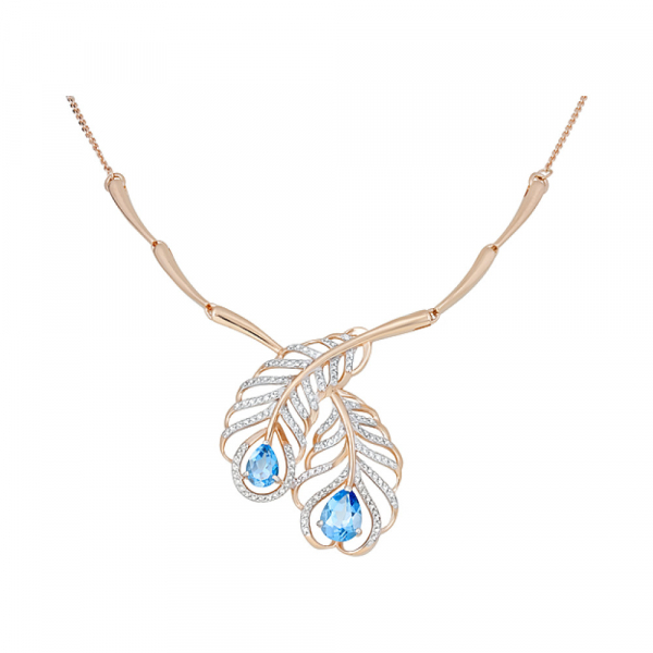 Золотое колье с топазом и фианитом № 127008