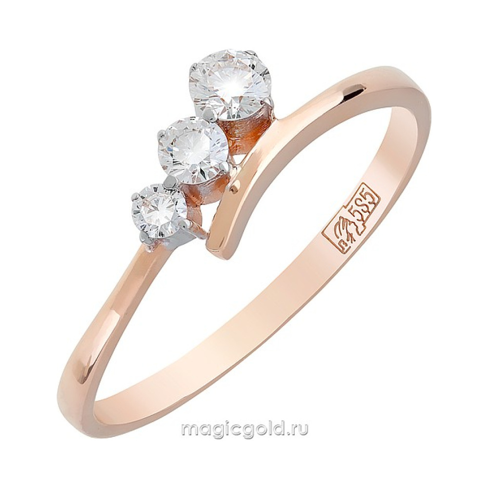 Золотое кольцо с бриллиантом № 117817