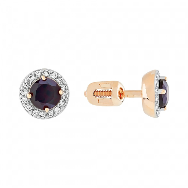 Пуссеты с гранатом и фианитом № 53574