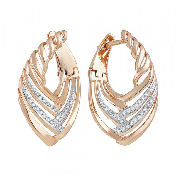 Золотые серьги с фианитом № 138091