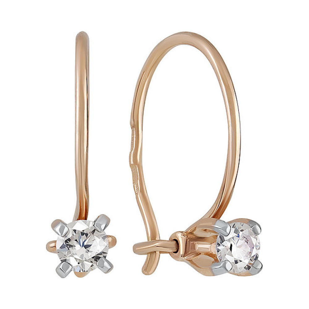 Золотые серьги с фианитом № 134750