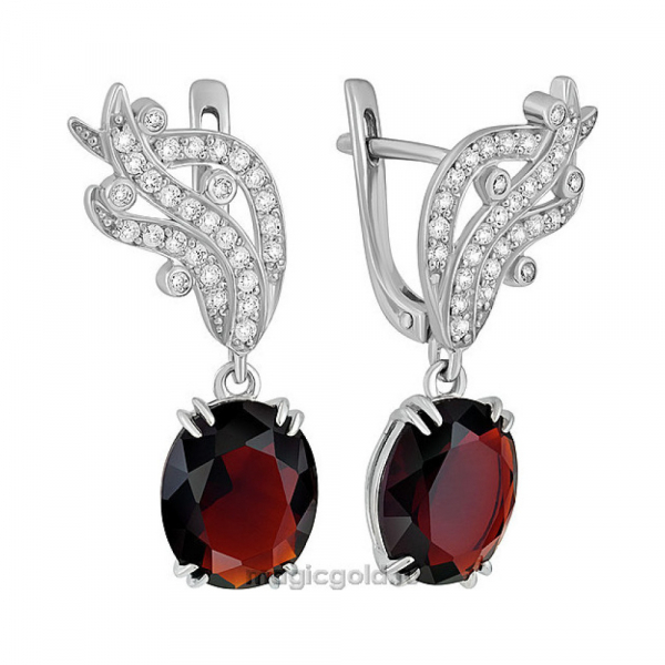 Серебряные серьги с алпанитом и фианитом № 133970