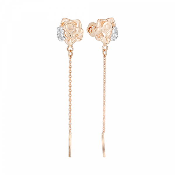 Золотые серьги с фианитами № 129707