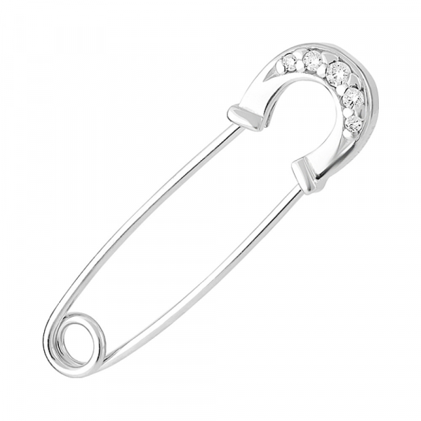 Серебряная брошь с фианитом № 128173