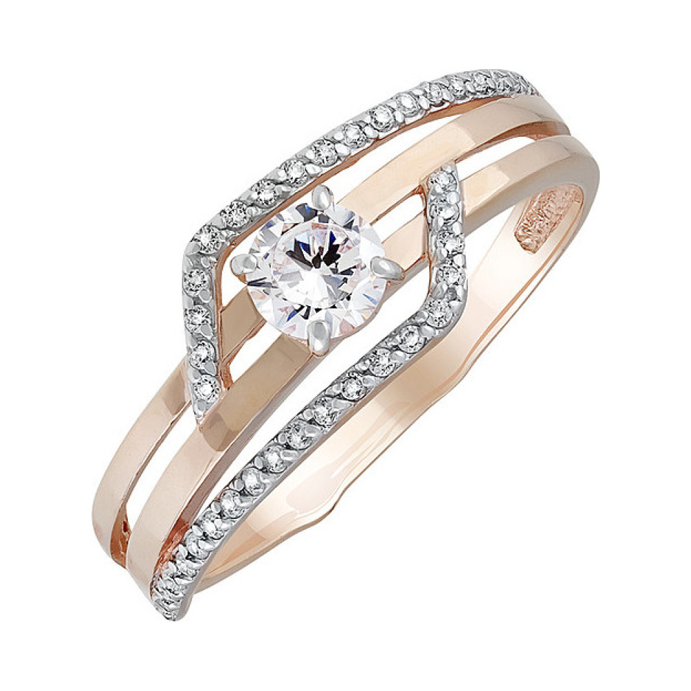 Золотое кольцо с фианитом № 135244