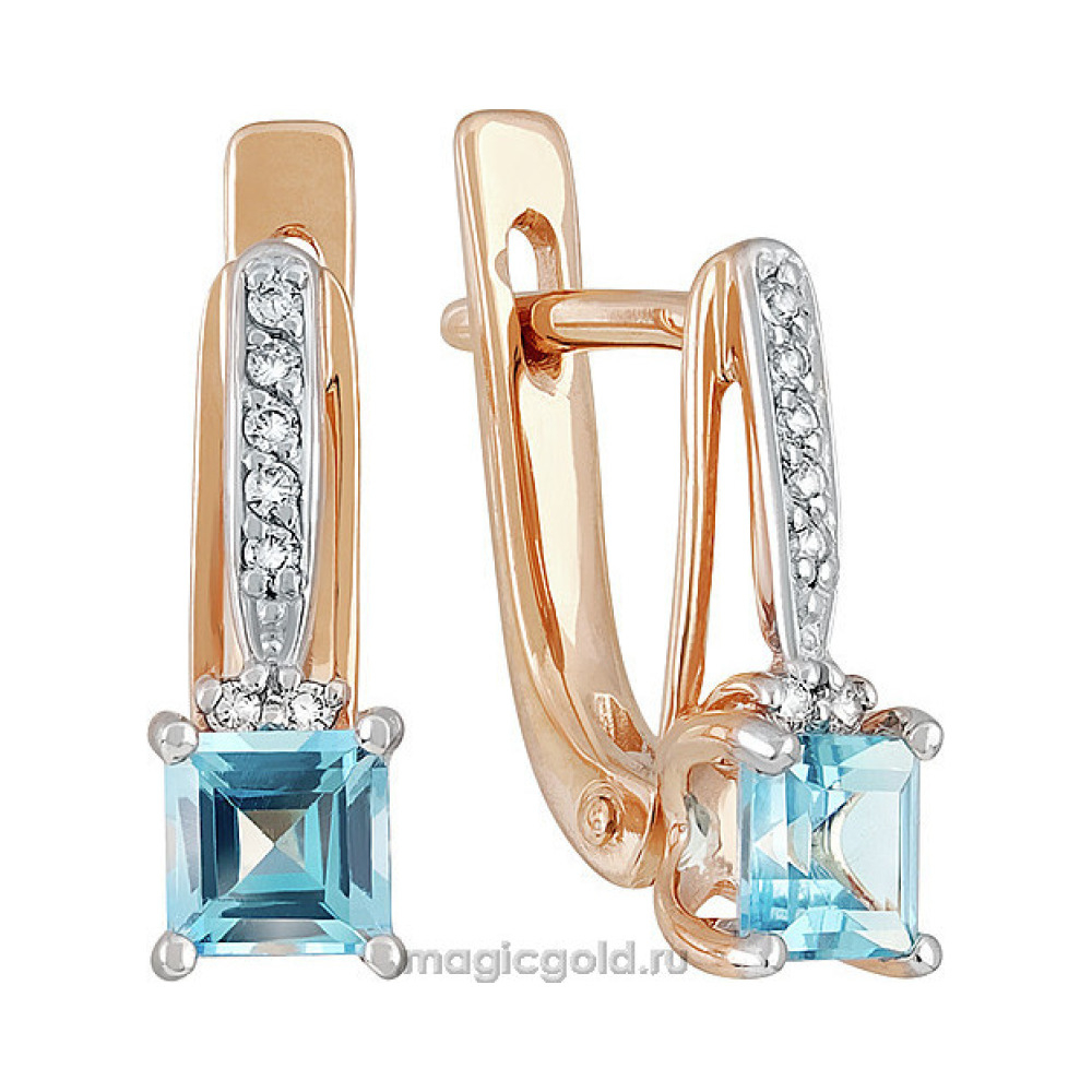 Золотые серьги с топазом и фианитом № 139742