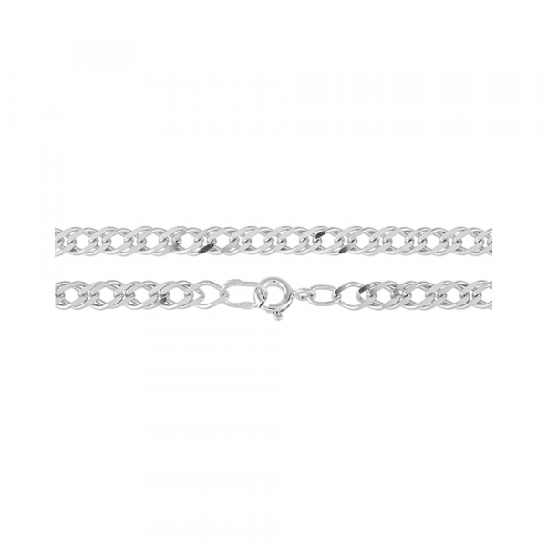 Серебряная цепь ромб двойной граненый родированная № 126470