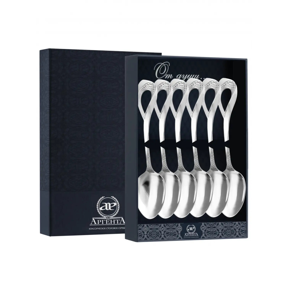 Набор чайной ложки Мимоза из серебра 925 пробы