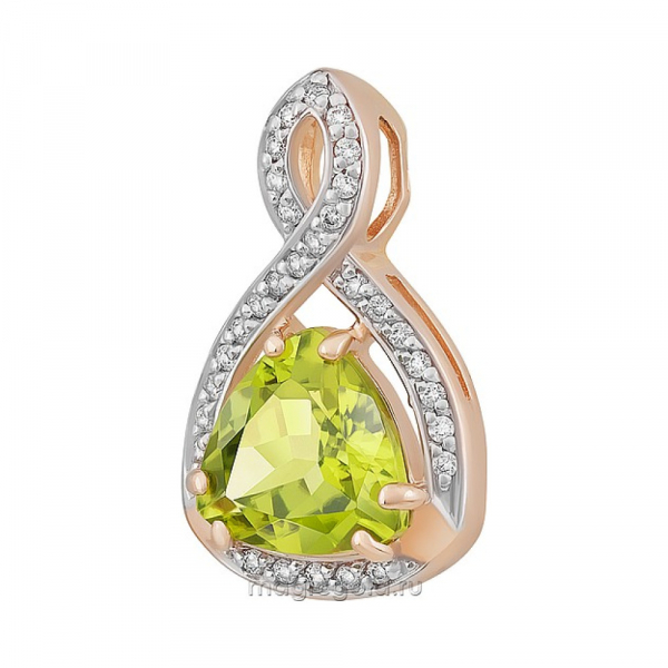 Золотая подвеска с хризолитом и фианитом № 139873