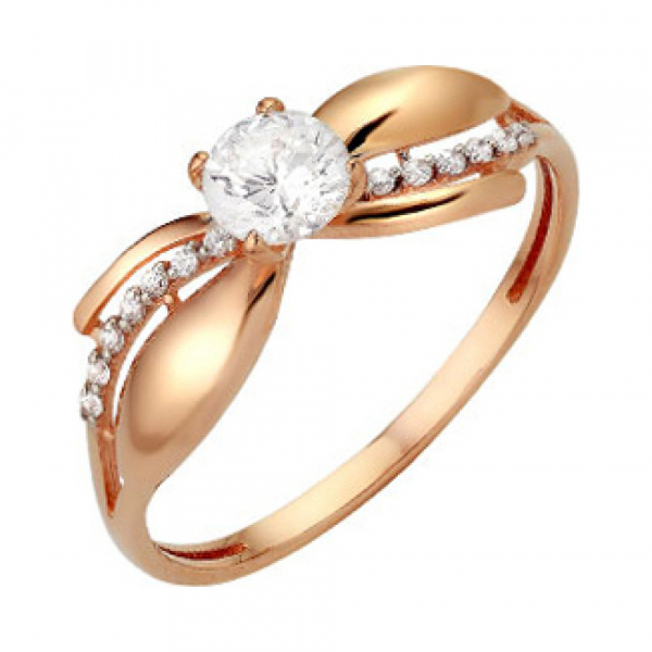 Золотое кольцо с фианитом № 140244