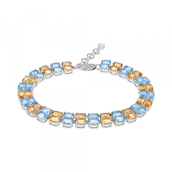 Серебряный браслет с полудраг. вставками и фианитом № 127944