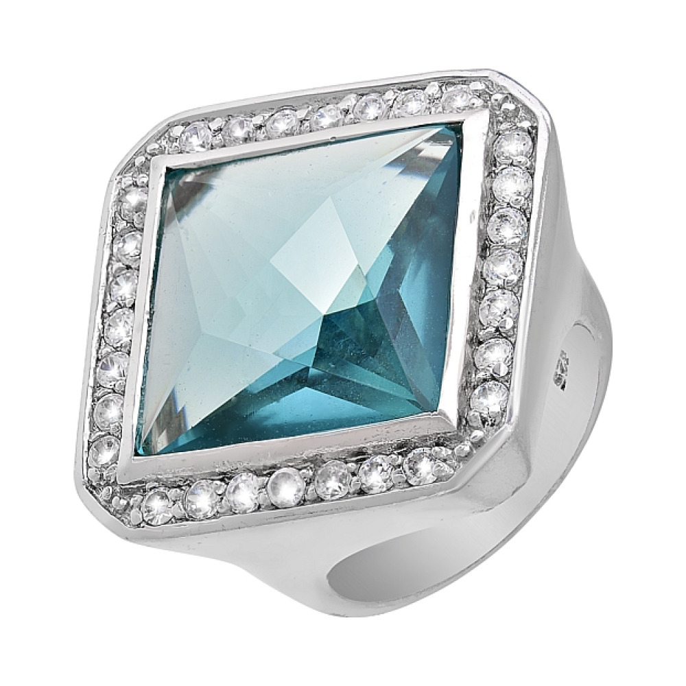 Серебряное кольцо с фианитом № 69047