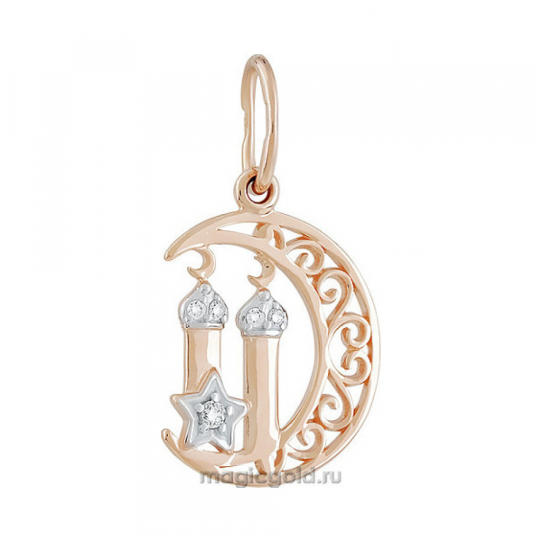Золотая подвеска с фианитом № 141934