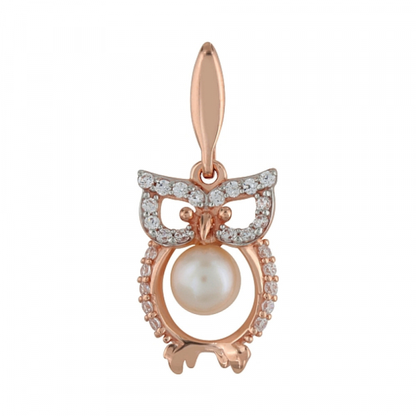 Золотая подвеска с жемчугом и фианитом № 102632
