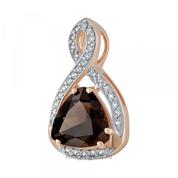 Золотая подвеска с раухтопазом и фианитом № 139864