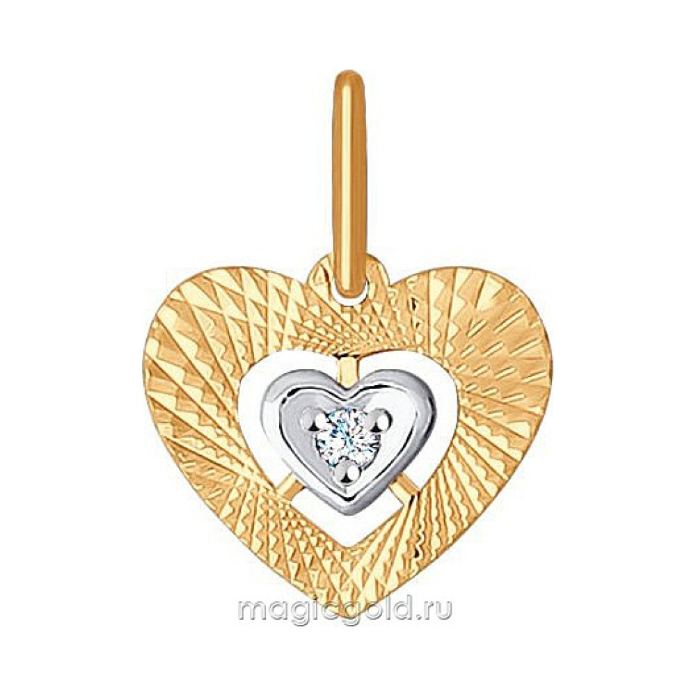 Золотая подвеска с алмазкой и фианитом № 163953