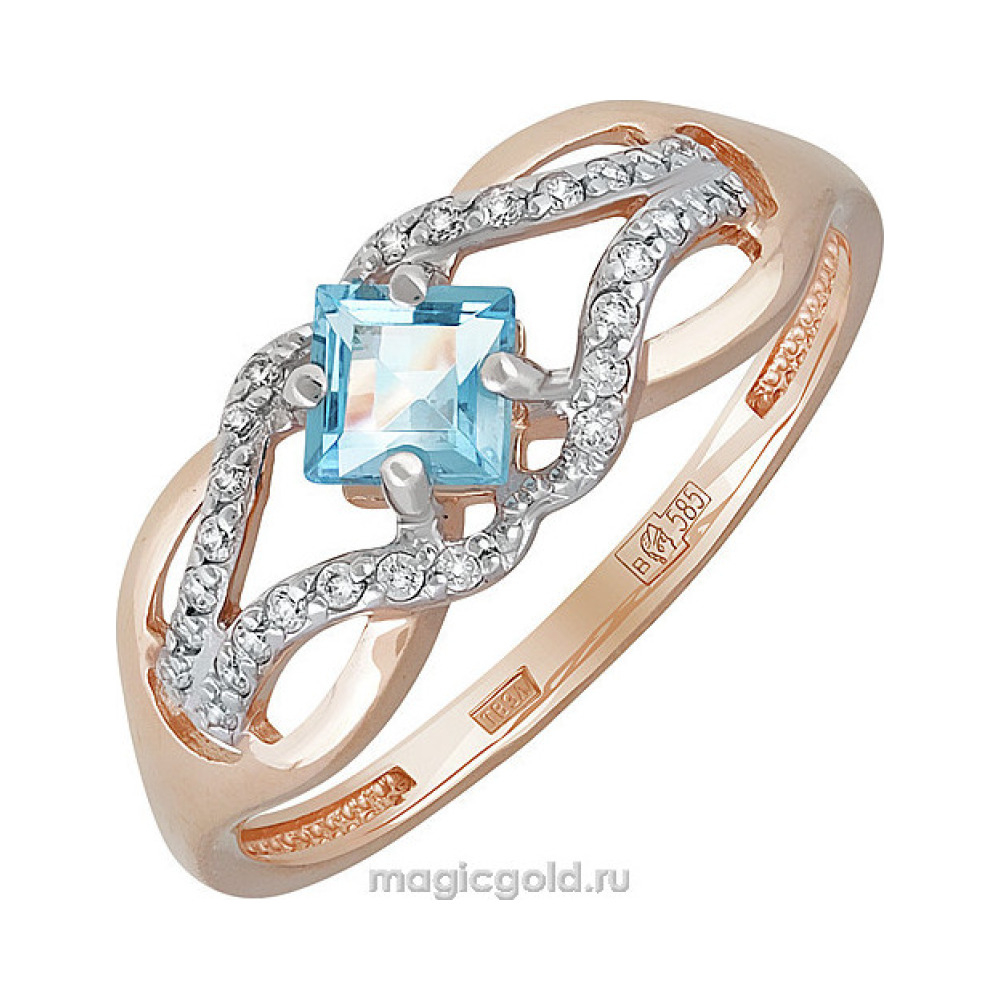 Золотое кольцо с топазом и фианитом № 141314