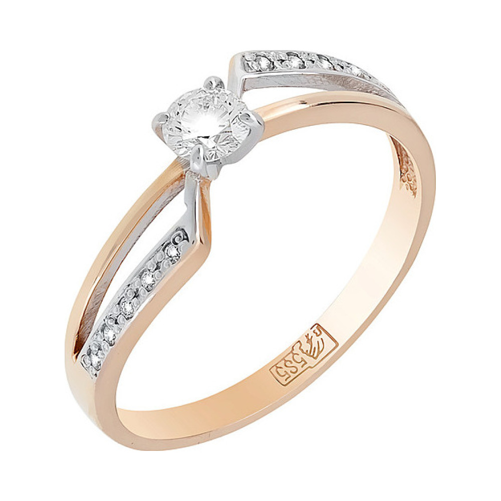 Золотое кольцо с бриллиантом № 111912