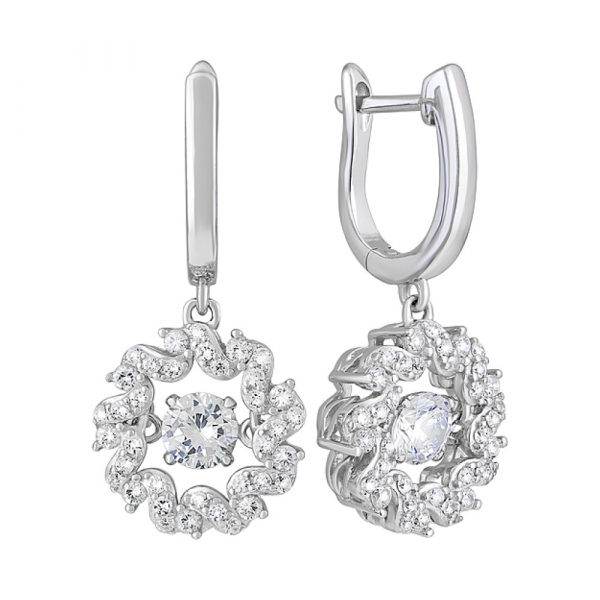 Серебряные серьги с фианитами № 127767