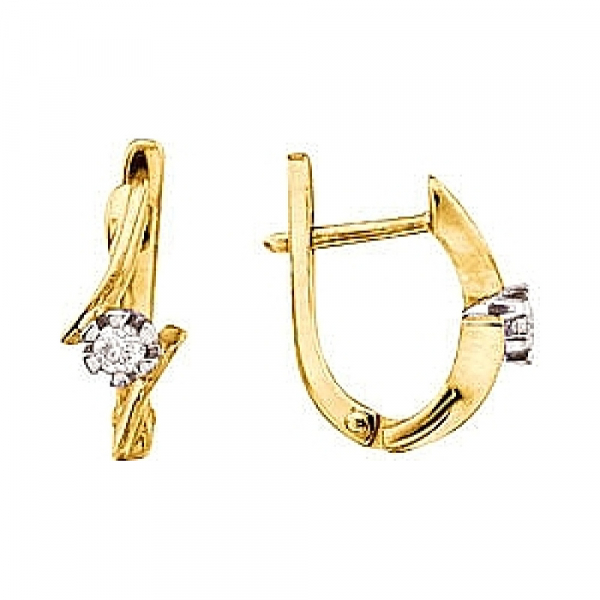 Золотые серьги с бриллиантом № 98880