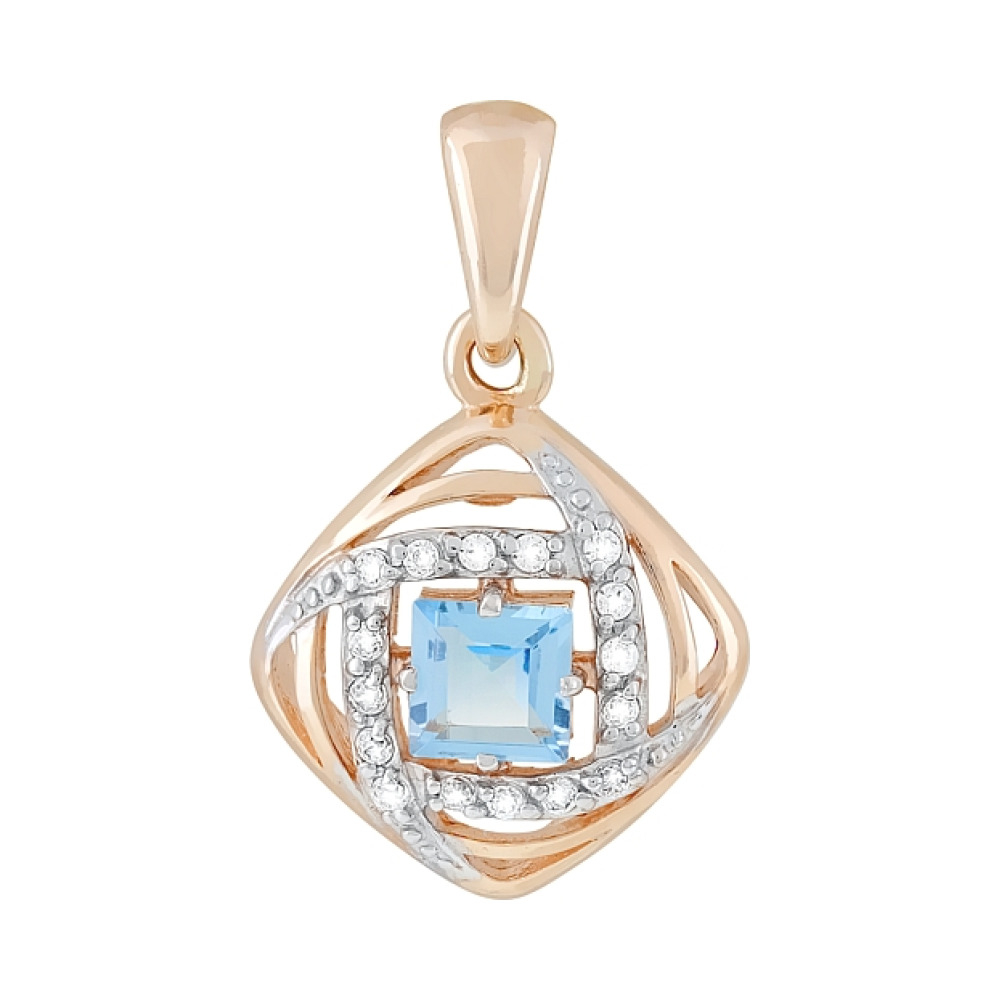 Золотая подвеска с топазом и фианитом № 117895