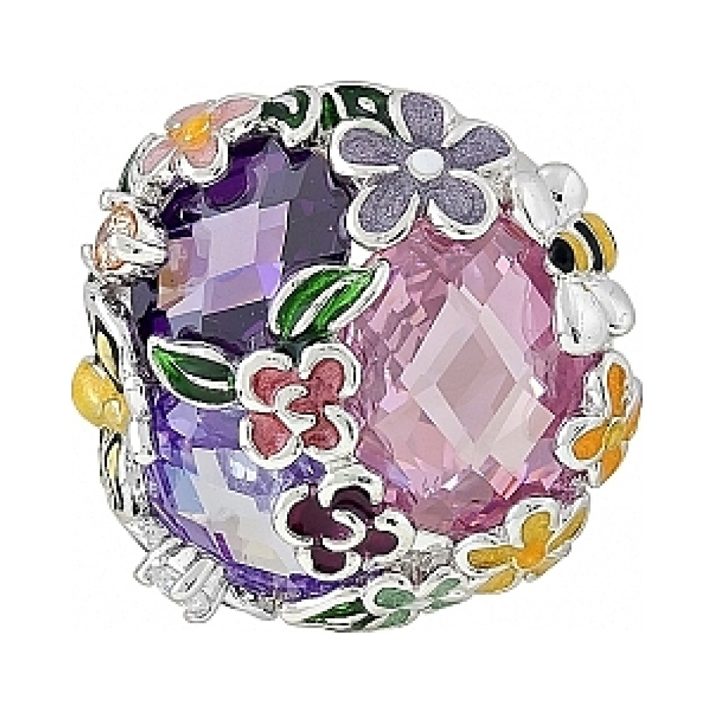 Серебряная подвеска с фианитом и эмалью № 108554