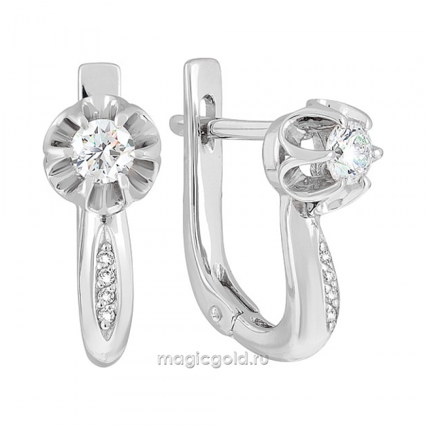 Золотые серьги с бриллиантом № 127916