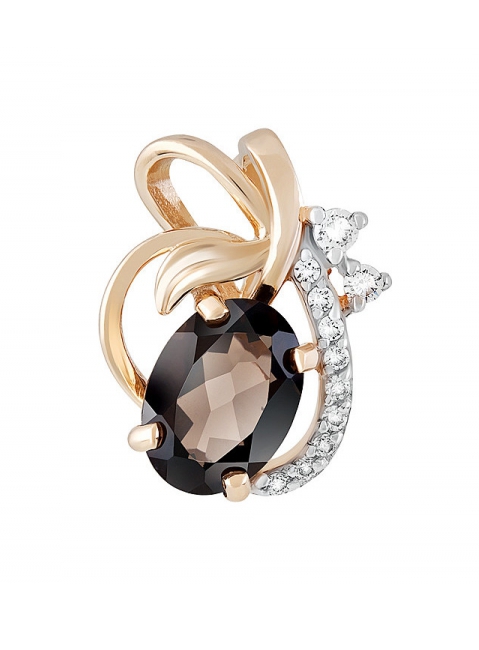 Золотая подвеска с раухтопазом и фианитом № 119296