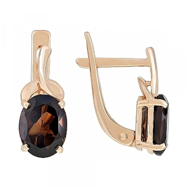 Золотые серьги с раухтопазом № 102342