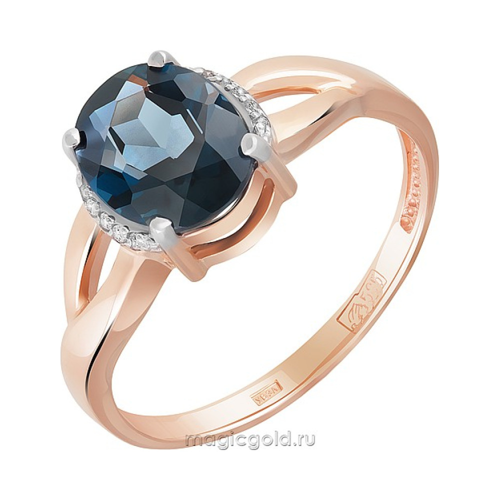 Золотое кольцо с топазом и фианитом № 158803