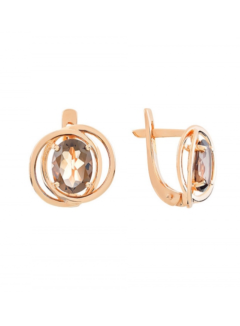 Золотые серьги с раухтопазом № 112173