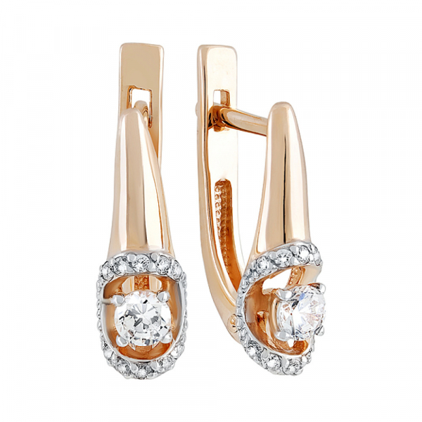 Золотые серьги с фианитом № 132140